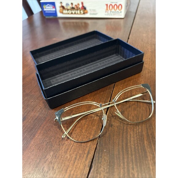 New Authentic Prada VPR 62U EYEGLASSES C. YEE-101 Shiny Gold with Black 53-17mm - Picture 10 of 12